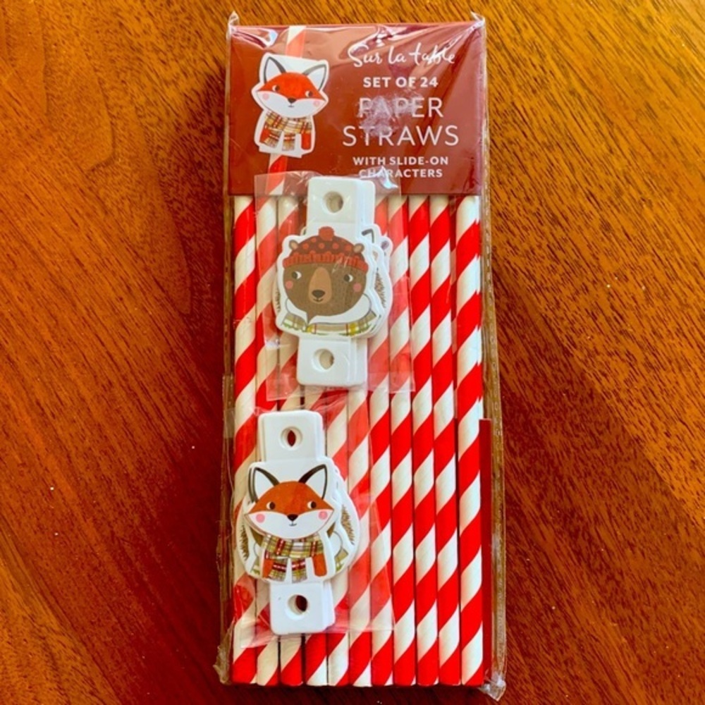 Sur La Table paper straws with slide on characters NWT